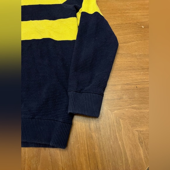 Brooks Brothers Sweater Waffle Knit Chunky Crewneck Navy Yellow - Picture 4 of 7